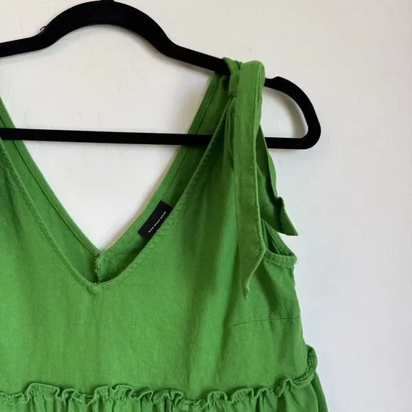 Who What Wear Kelly Green Linen Blend Oversized Baby Doll Tank Top Extra Small - Picture 5 of 8